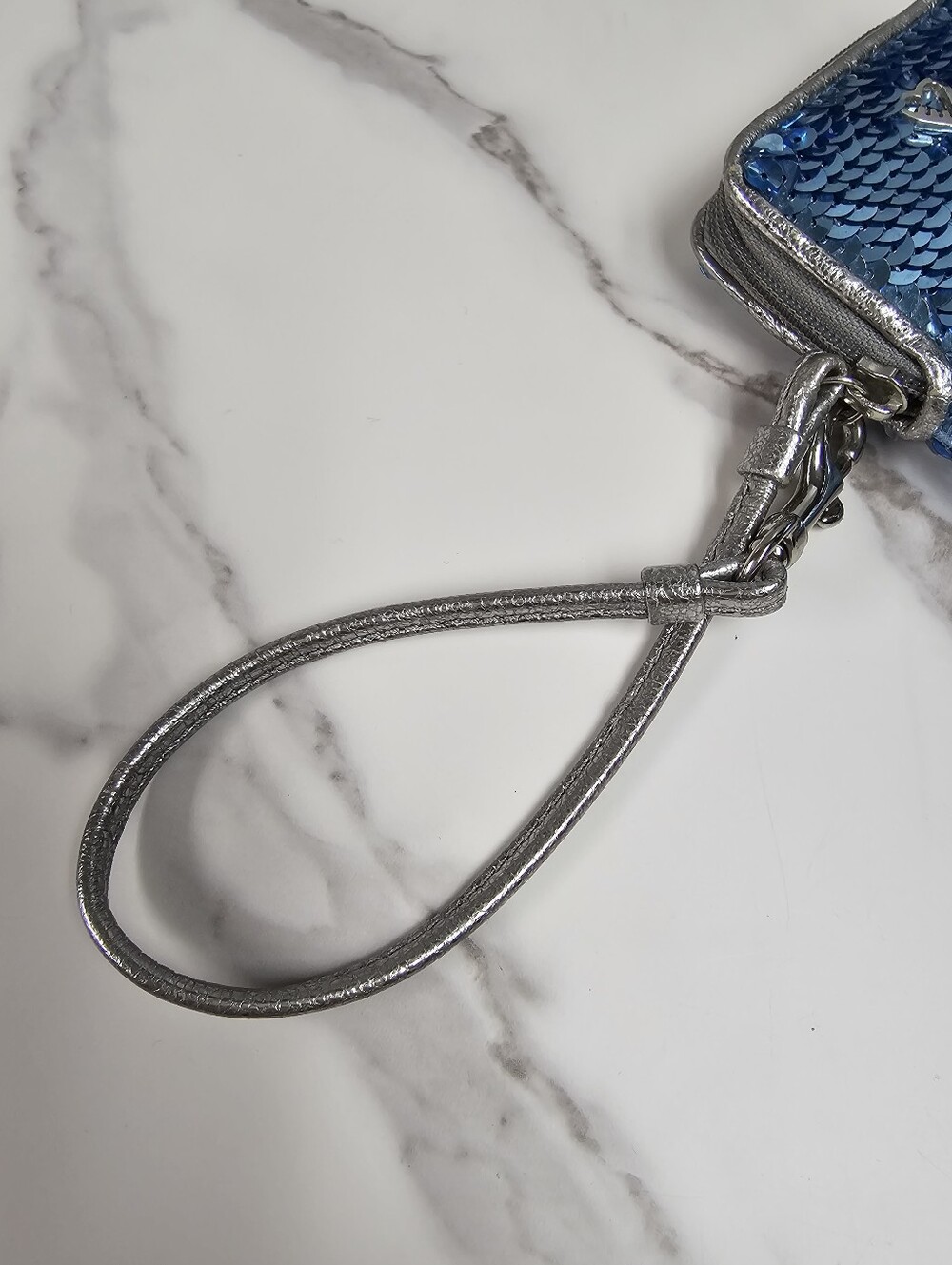 Coach Poppy Special Edition Blue Sequin Wristlet - Picture 6 of 9